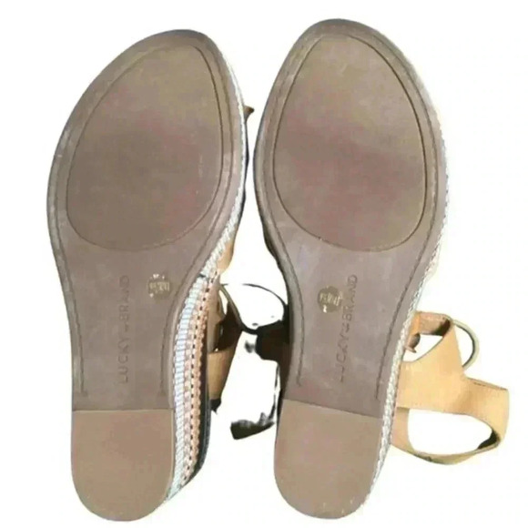 Lucky Brand Strappy Wedge Platform Shoes - 9.5 Like New Tan - Picture 12 of 15